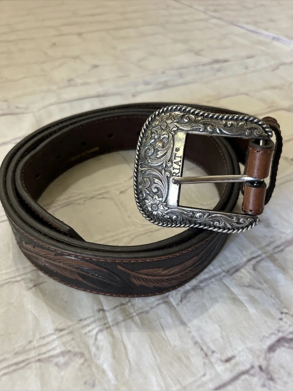 Ariat 2007 Limited Edition Buckle & Belt From Original Master Brown Size 46